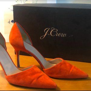 J Crew Everly Suede Pumps Heels Orange Size 7.5